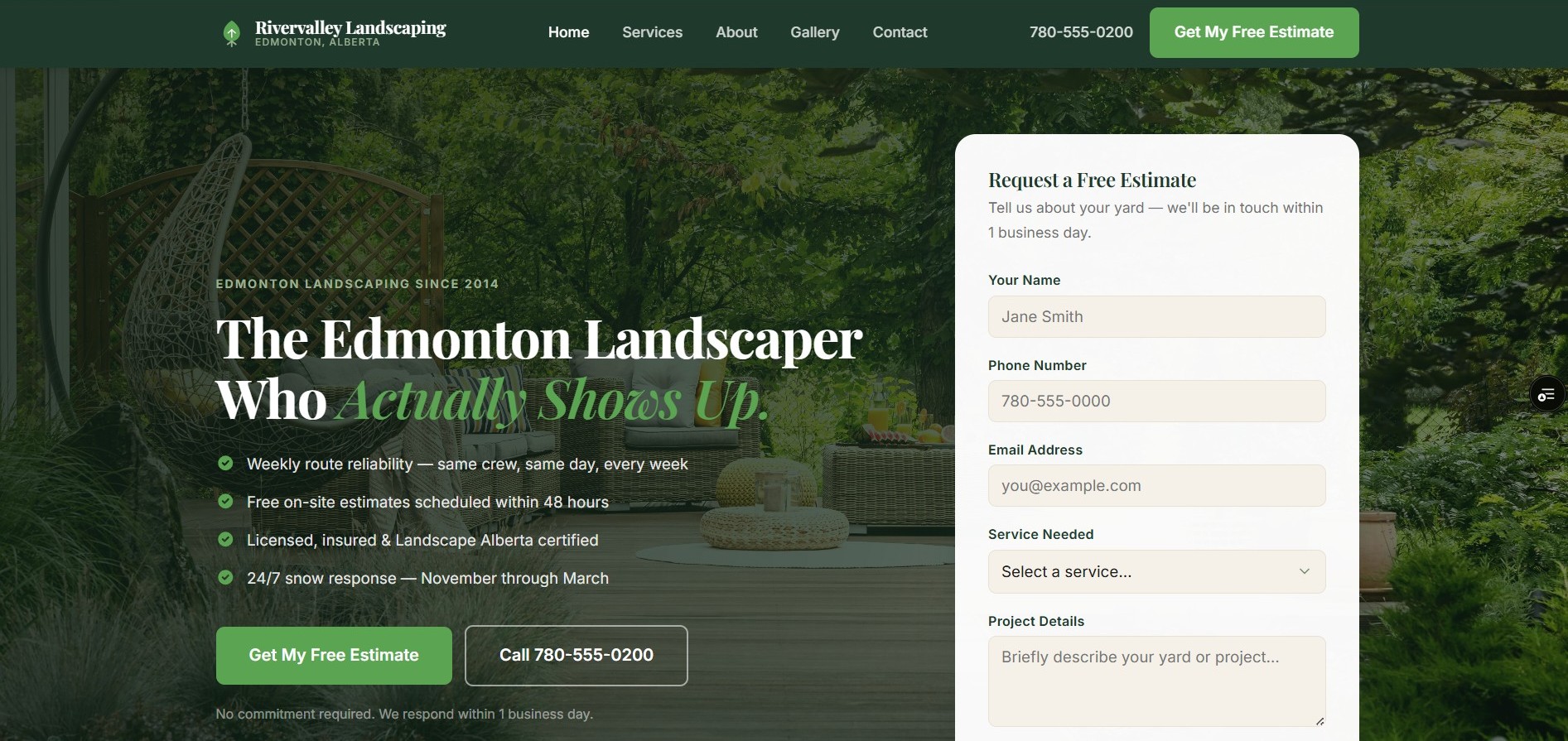 Rivervalley Landscaping website preview